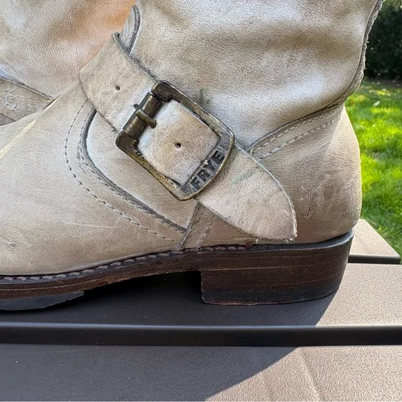 Frye Veronica Slouch Leather Tall Knee High Riding Motorcycle Boots Tan Size 9.5 - Picture 12 of 13